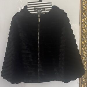 Alex Max Women's Black Faux Fur Cape
